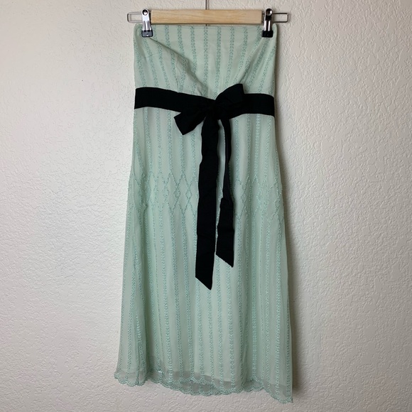Tocca Dresses & Skirts - Tocca: Strapless Eyelet Belt Dress Light Green 6